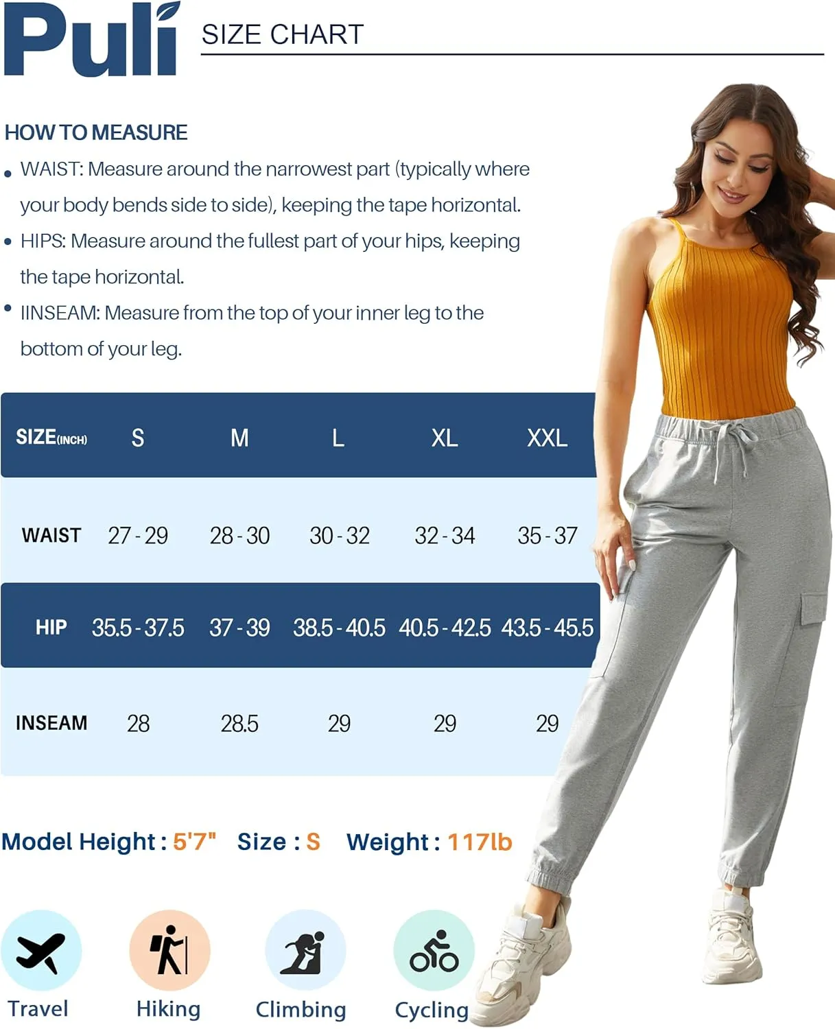 PULI Women's Loose Cargo Sweatpants Pockets Sporty Gym Athletic Fit Jogger Pants Yoga Lounge Trousers