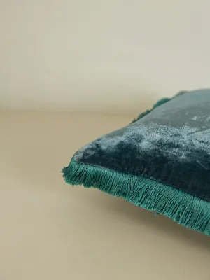 Rectangular Cushion 30x40 - Majolica Blue with Air Blue Fringe