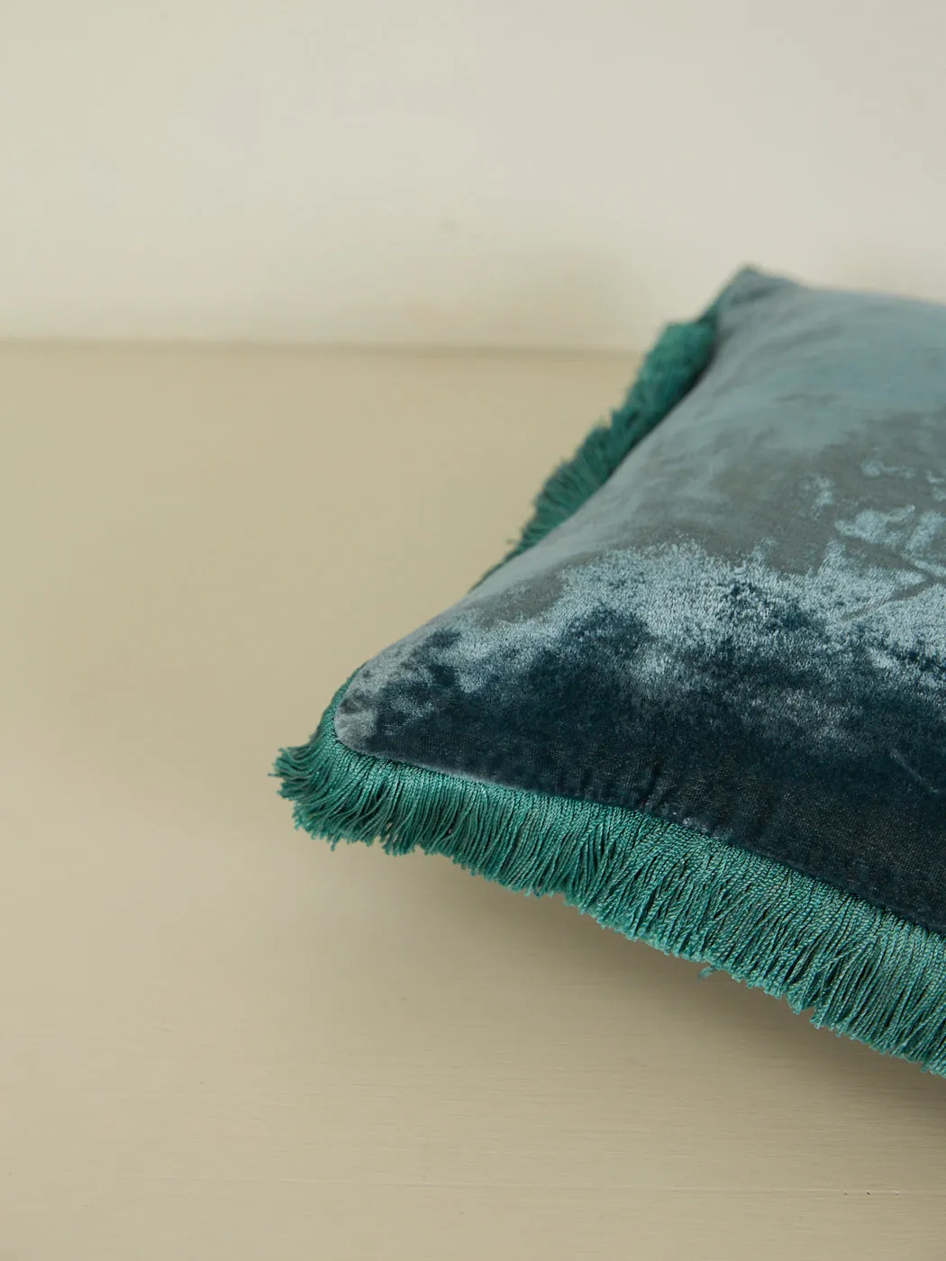Rectangular Cushion 30x40 - Majolica Blue with Air Blue Fringe