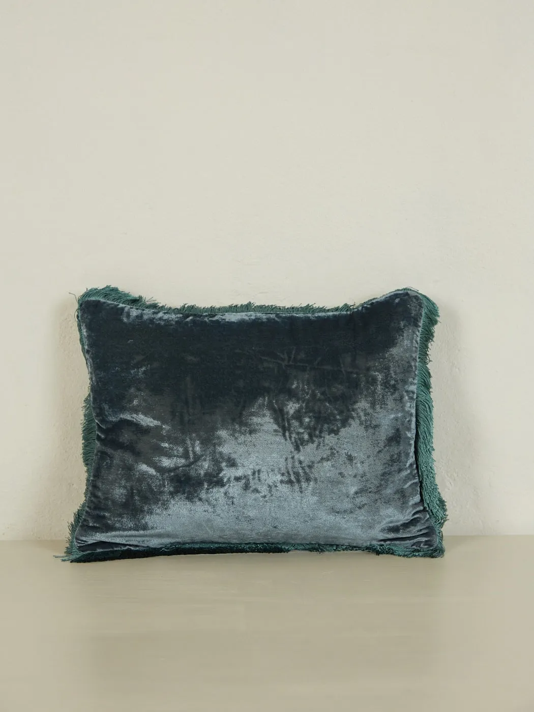 Rectangular Cushion 30x40 - Majolica Blue with Air Blue Fringe