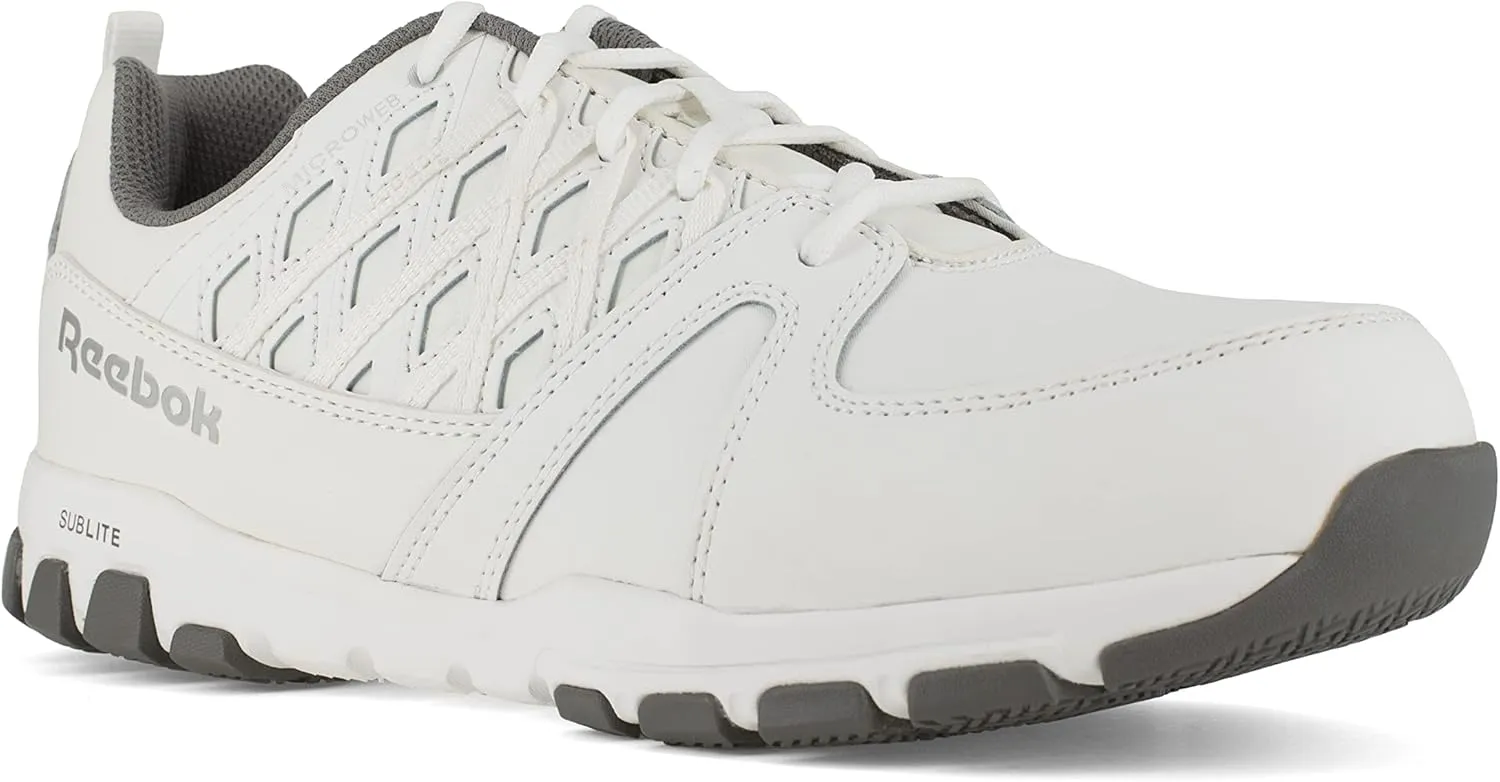 Reebok Work Rb4443 Mens Sublite Athletic Work Steel Toe Shoe White Safety, 15 Wide