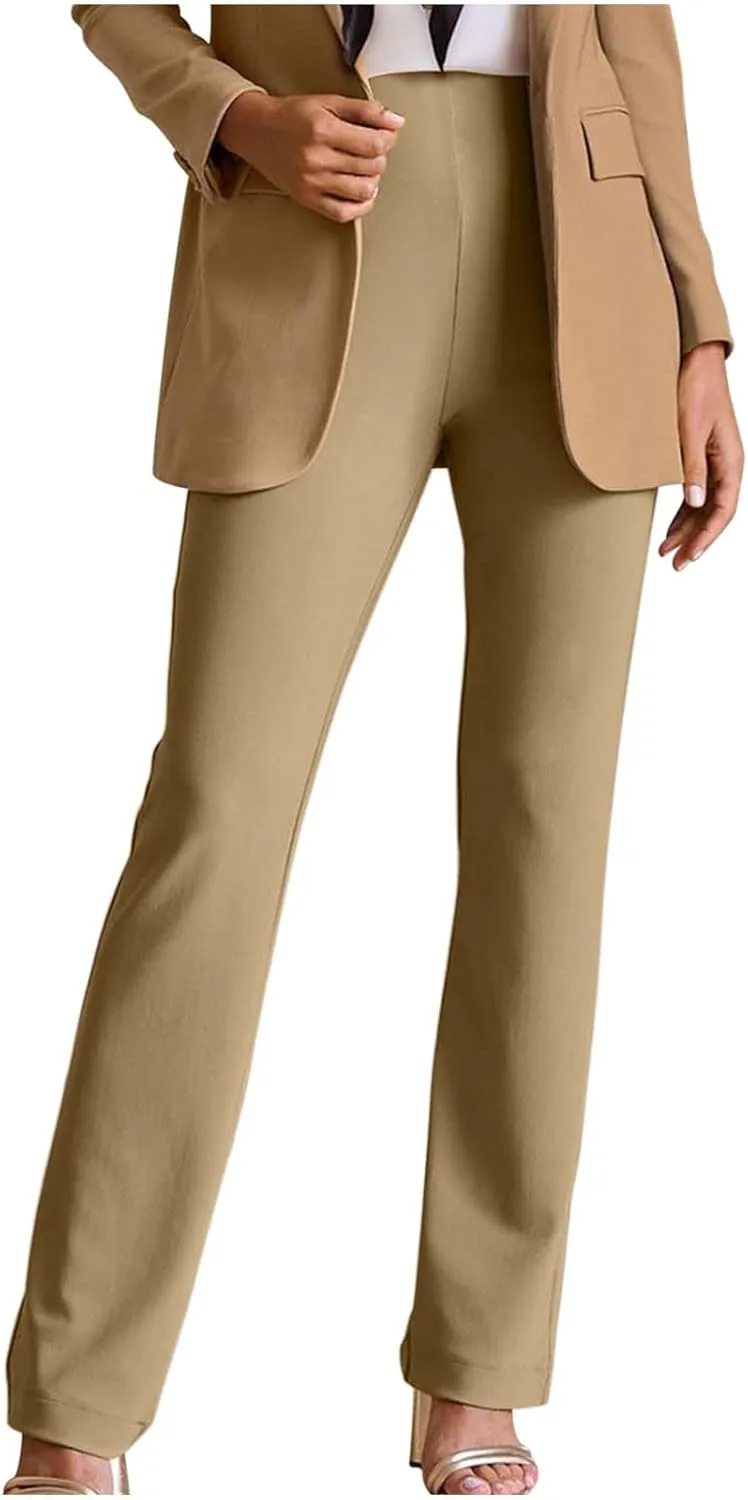 Ruziyoog Flare Leggings for Women Casual High Waist Bootcut Pants Business Casual Work Pants Trousers Pull On Office Slacks