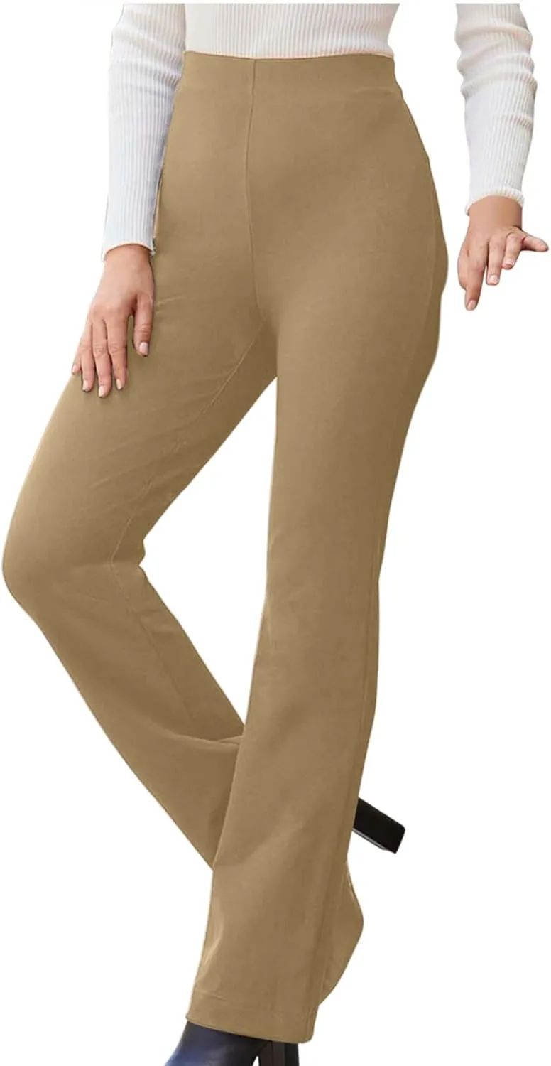 Ruziyoog Flare Leggings for Women Casual High Waist Bootcut Pants Business Casual Work Pants Trousers Pull On Office Slacks