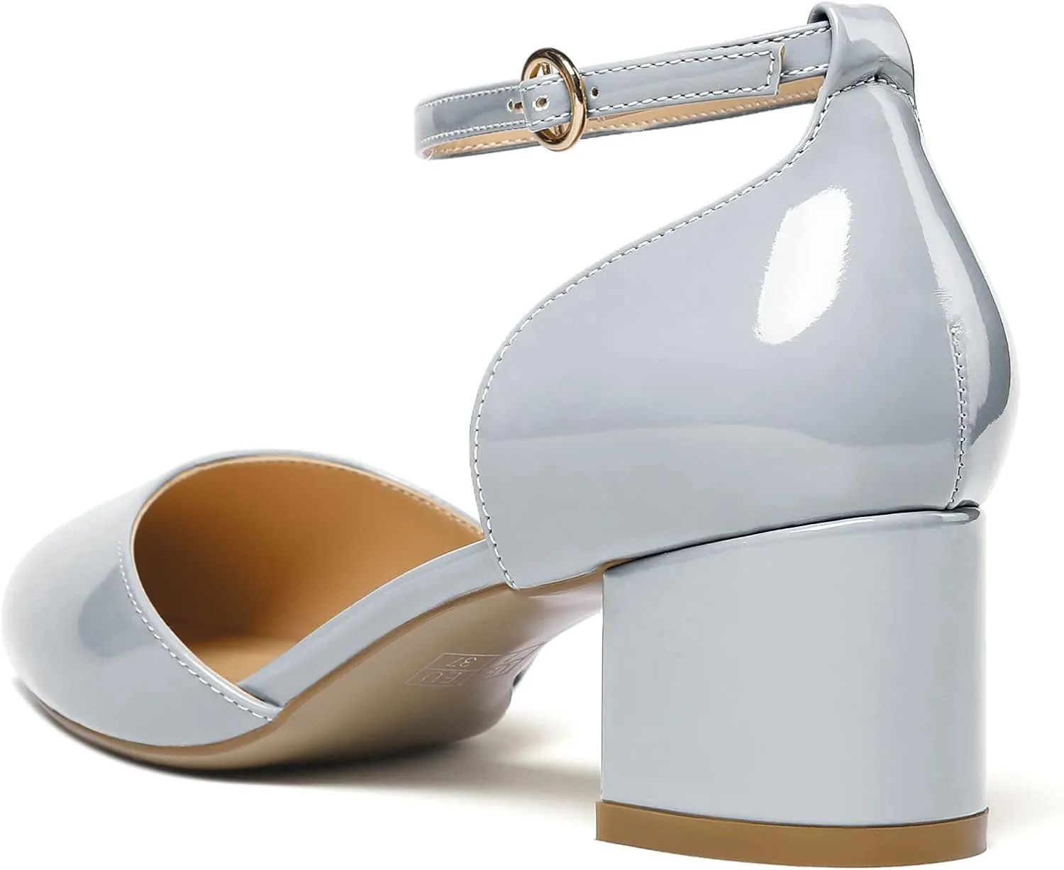 SAMMITOP Women's Pointed Toe Pumps D'Orsay Sandals Ankle Strap Buckle Chunky Block Heel Dress Shoes