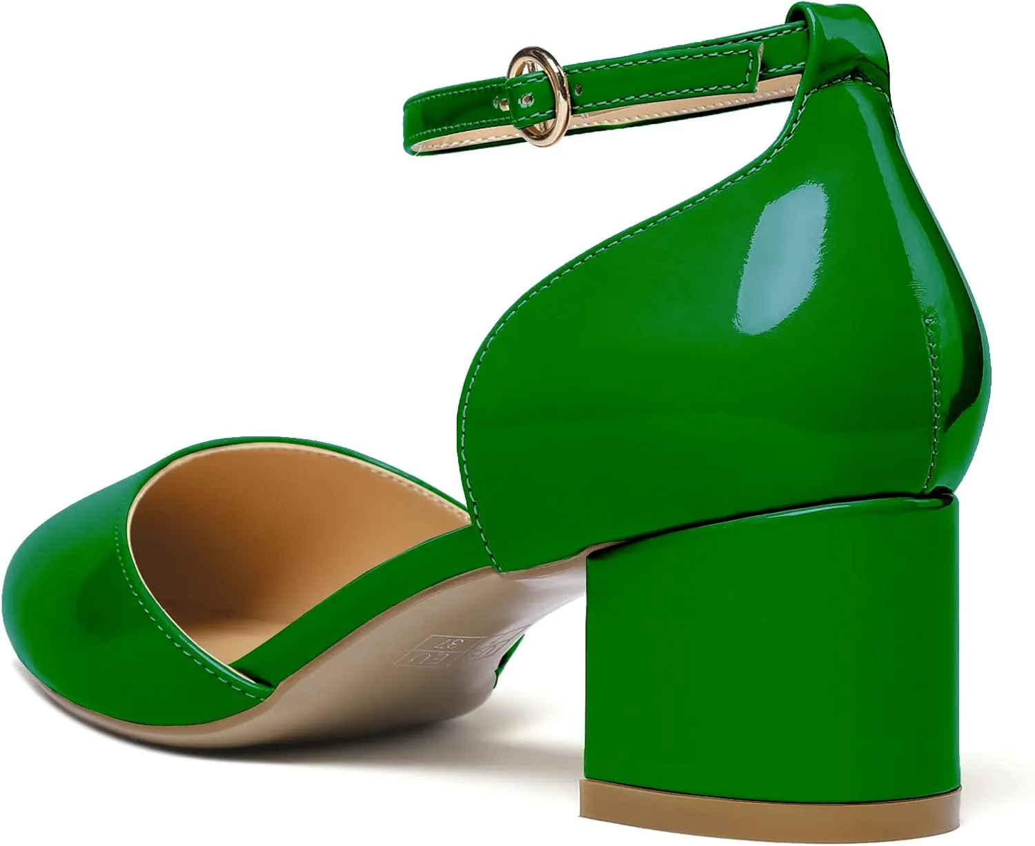 SAMMITOP Women's Pointed Toe Pumps D'Orsay Sandals Ankle Strap Buckle Chunky Block Heel Dress Shoes