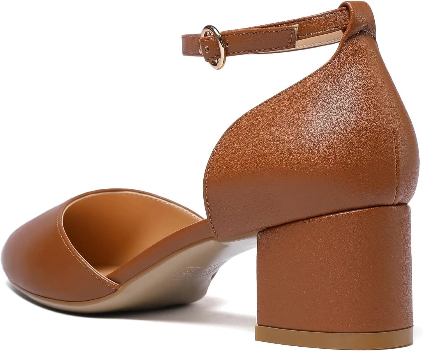 SAMMITOP Women's Pointed Toe Pumps D'Orsay Sandals Ankle Strap Buckle Chunky Block Heel Dress Shoes