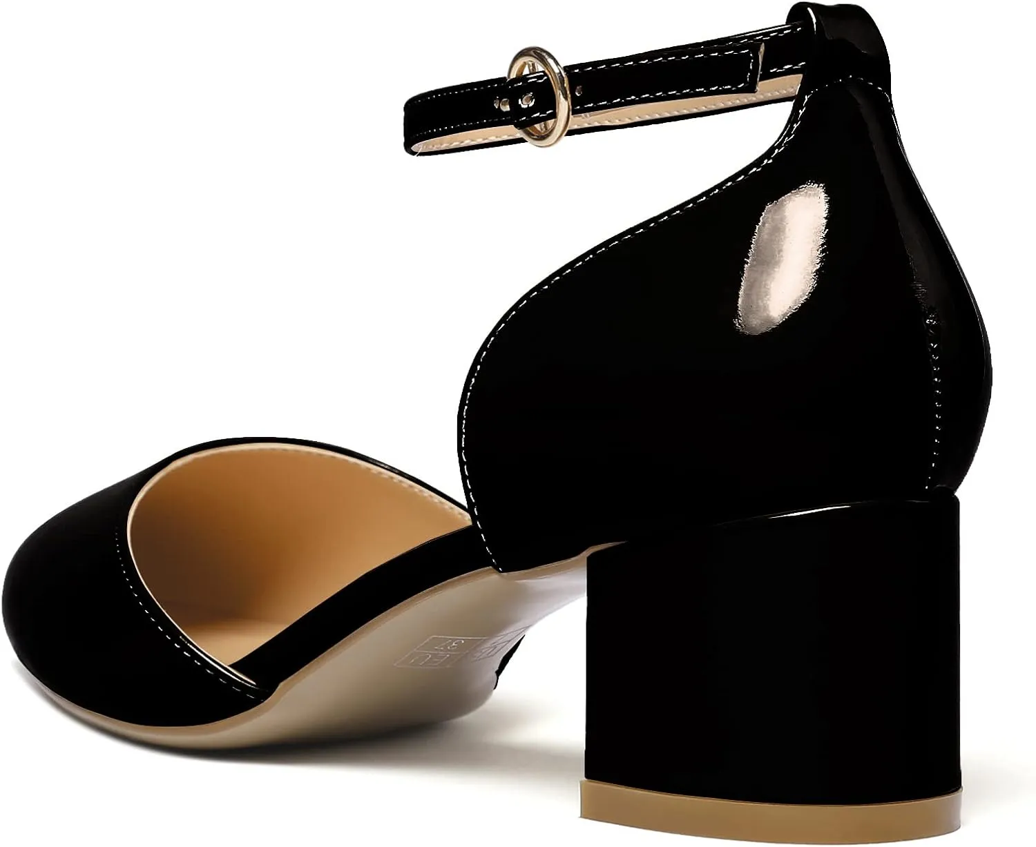 SAMMITOP Women's Pointed Toe Pumps D'Orsay Sandals Ankle Strap Buckle Chunky Block Heel Dress Shoes