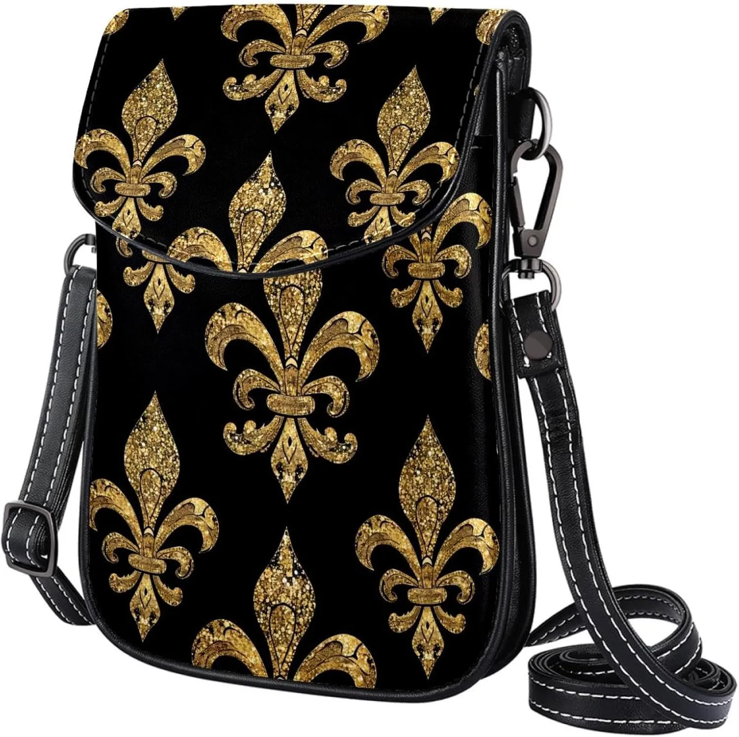 Satchel Bag Golden Prints Purse Crossbody Leather Messenger Bag For Women