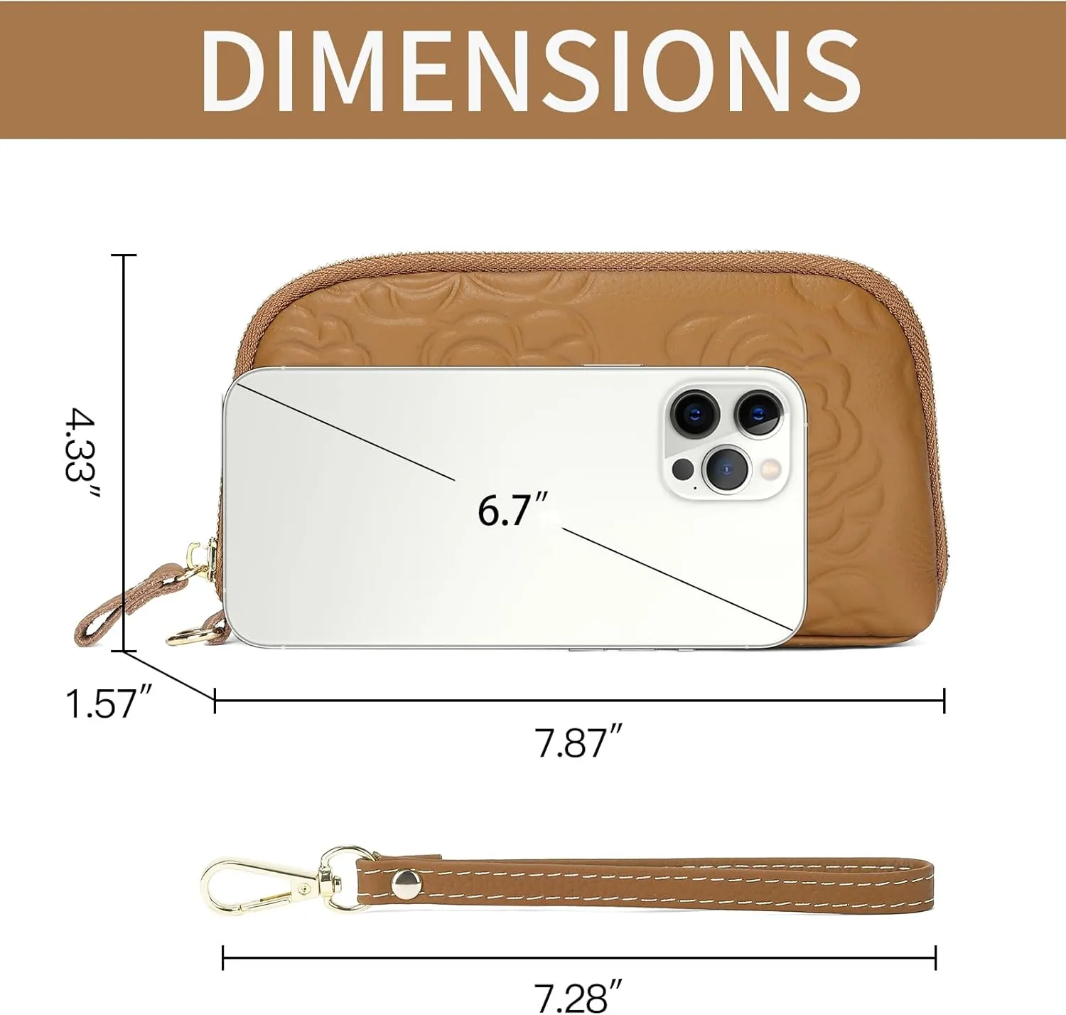 SENDEFN Leather Wristlet for Womens Wallet RFID Blocking Double Zip Cell Phone Clutch Purse