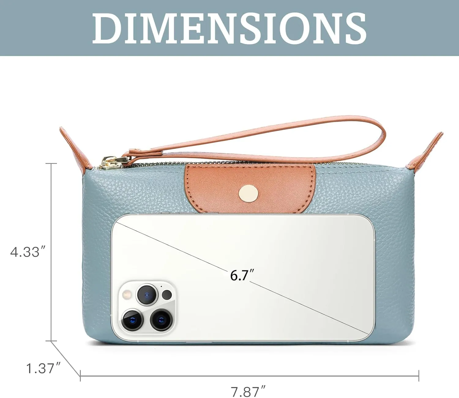 SENDEFN Leather Wristlet for Womens Wallet RFID Blocking Double Zip Cell Phone Clutch Purse