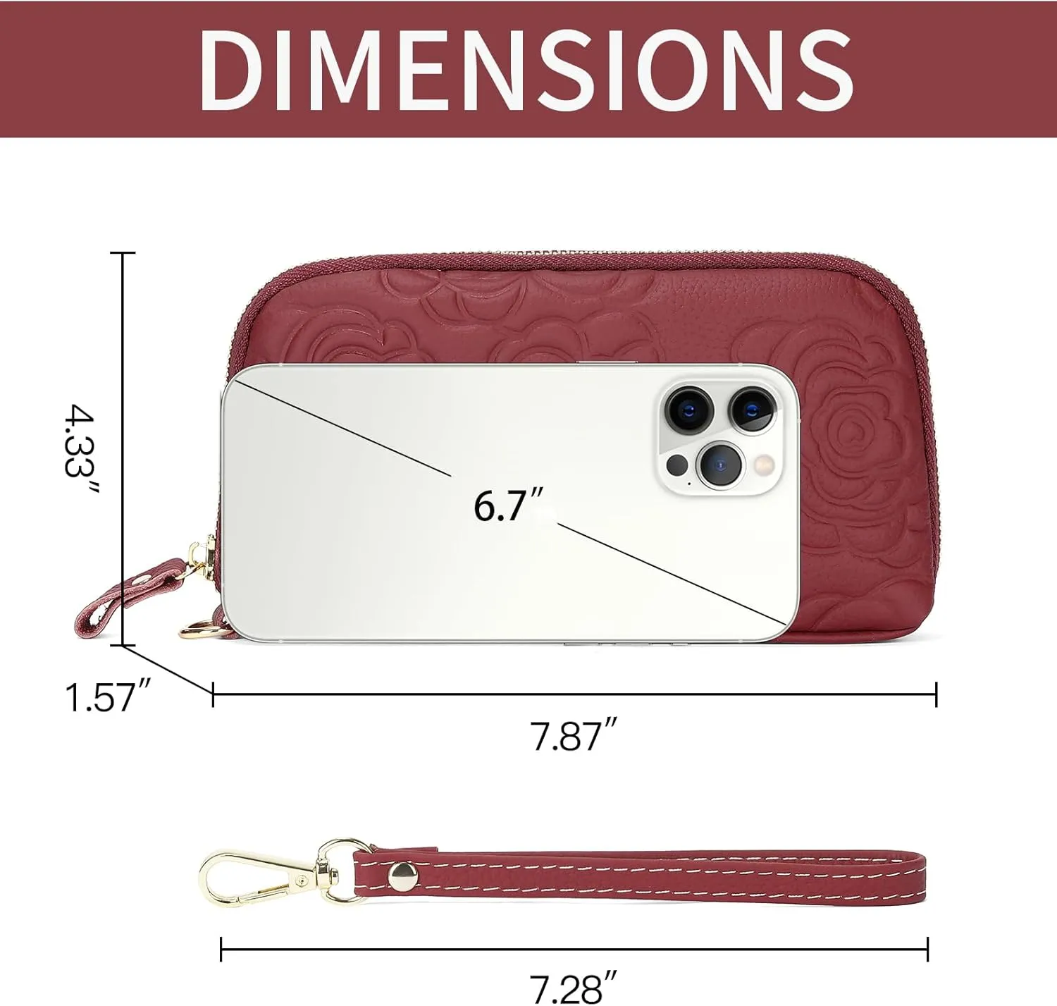 SENDEFN Leather Wristlet for Womens Wallet RFID Blocking Double Zip Cell Phone Clutch Purse