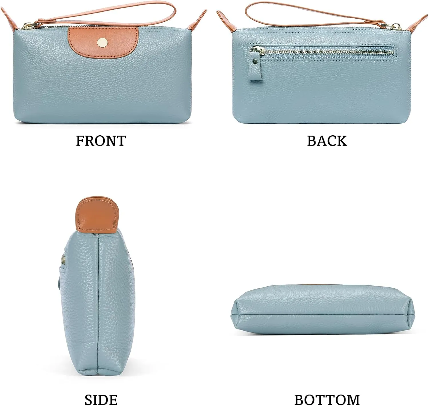 SENDEFN Leather Wristlet for Womens Wallet RFID Blocking Double Zip Cell Phone Clutch Purse