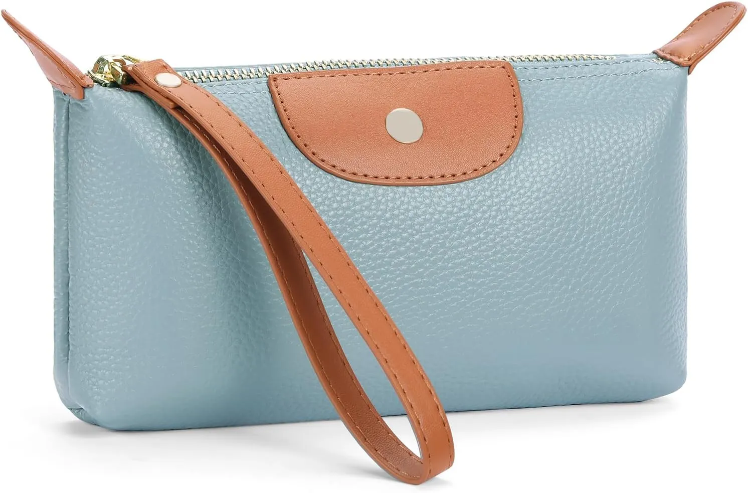 SENDEFN Leather Wristlet for Womens Wallet RFID Blocking Double Zip Cell Phone Clutch Purse