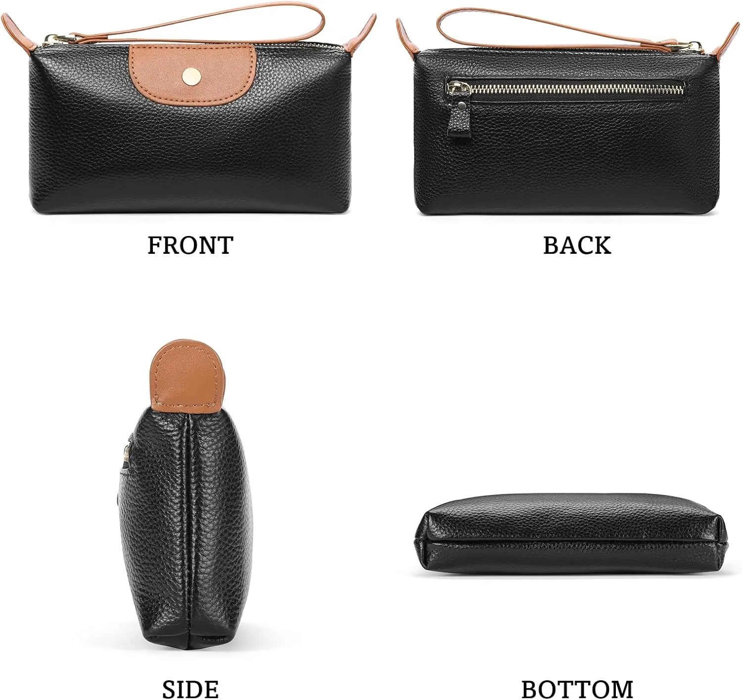 SENDEFN Leather Wristlet for Womens Wallet RFID Blocking Double Zip Cell Phone Clutch Purse