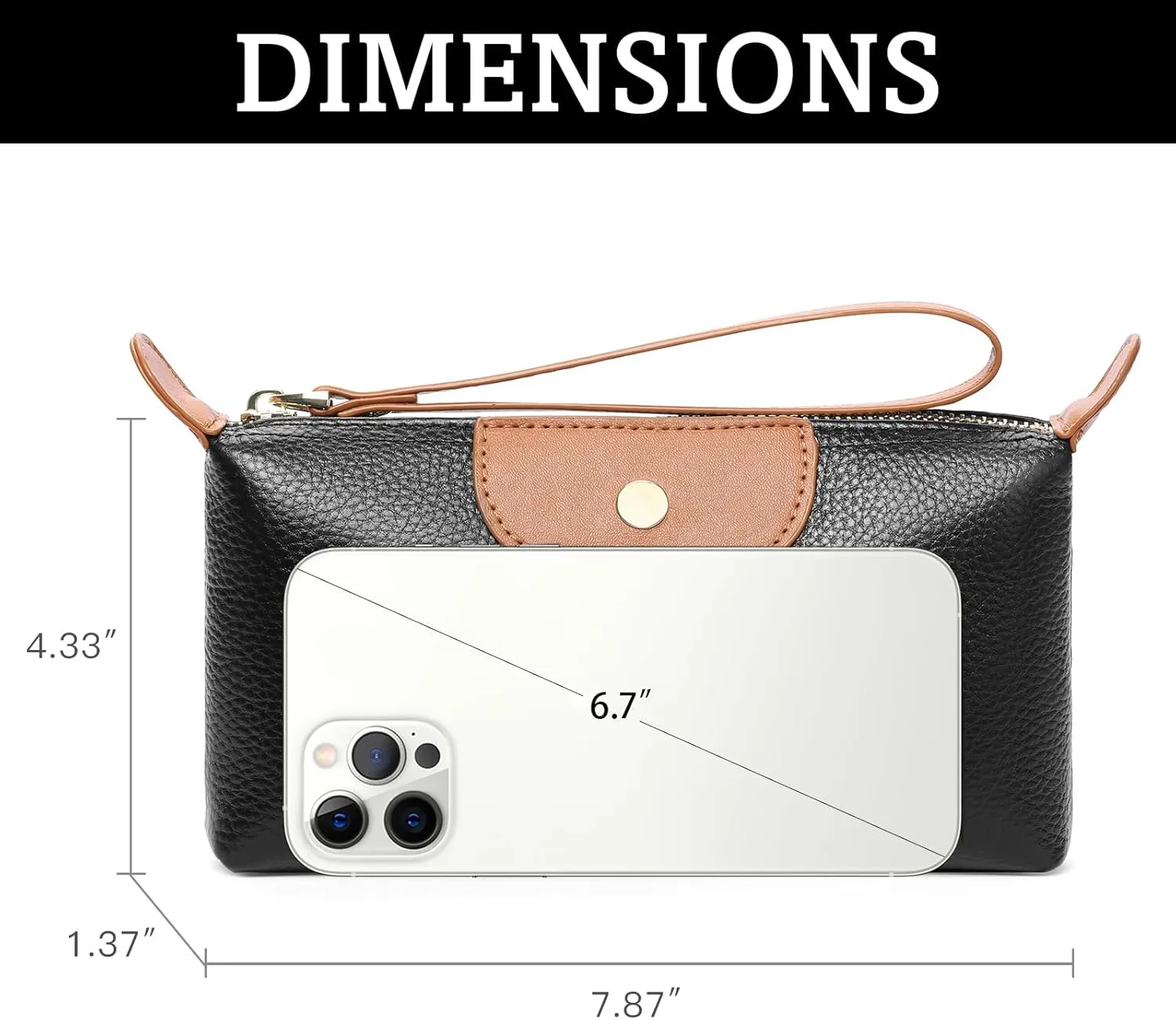 SENDEFN Leather Wristlet for Womens Wallet RFID Blocking Double Zip Cell Phone Clutch Purse