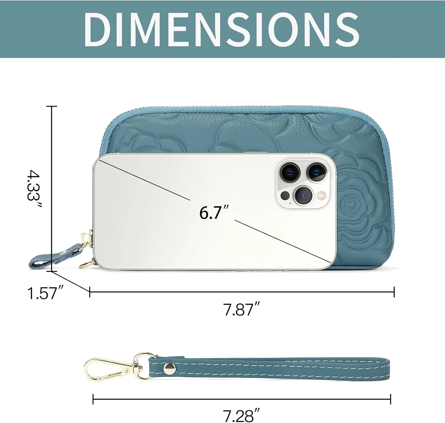 SENDEFN Leather Wristlet for Womens Wallet RFID Blocking Double Zip Cell Phone Clutch Purse