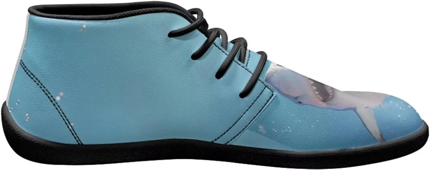Sharks Design Zero Drop Barefoot Shoes - PU Leather Running Shoes, Grounded Footwear for Men