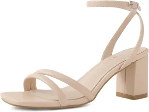 Shoe'N Tale Strappy Heels for Women Square Toe Chunky Block Heels Ankle Buckle Heeled Sandals