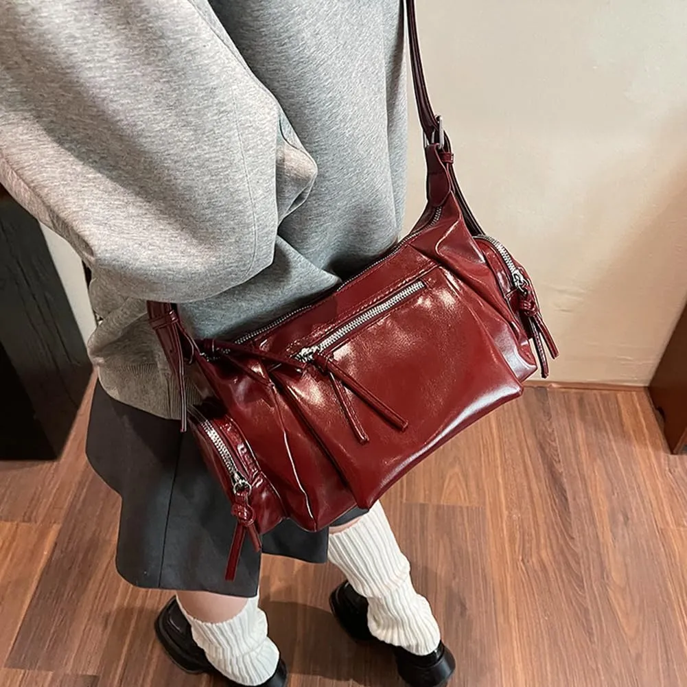 Shoulder Bag Soft PU Leather Underarm Bag Multi-Pocket Hobo Bag Trendy Tote Bag for Women Work Shopping Travel