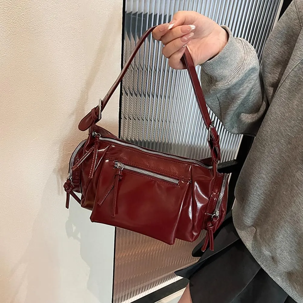 Shoulder Bag Soft PU Leather Underarm Bag Multi-Pocket Hobo Bag Trendy Tote Bag for Women Work Shopping Travel