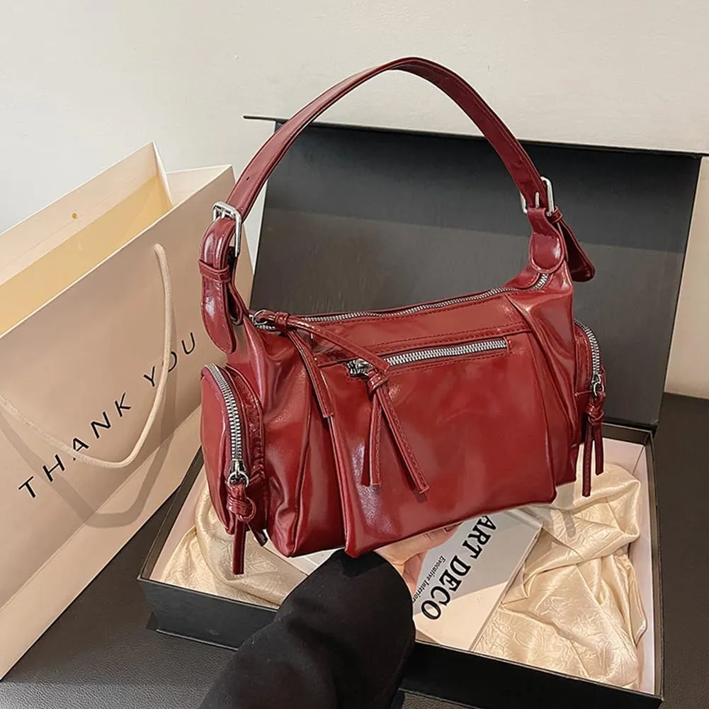 Shoulder Bag Soft PU Leather Underarm Bag Multi-Pocket Hobo Bag Trendy Tote Bag for Women Work Shopping Travel