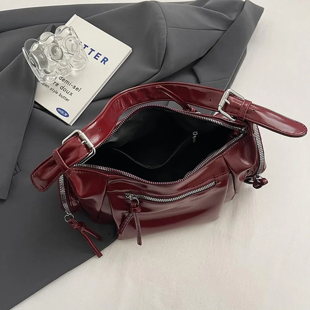 Shoulder Bag Soft PU Leather Underarm Bag Multi-Pocket Hobo Bag Trendy Tote Bag for Women Work Shopping Travel