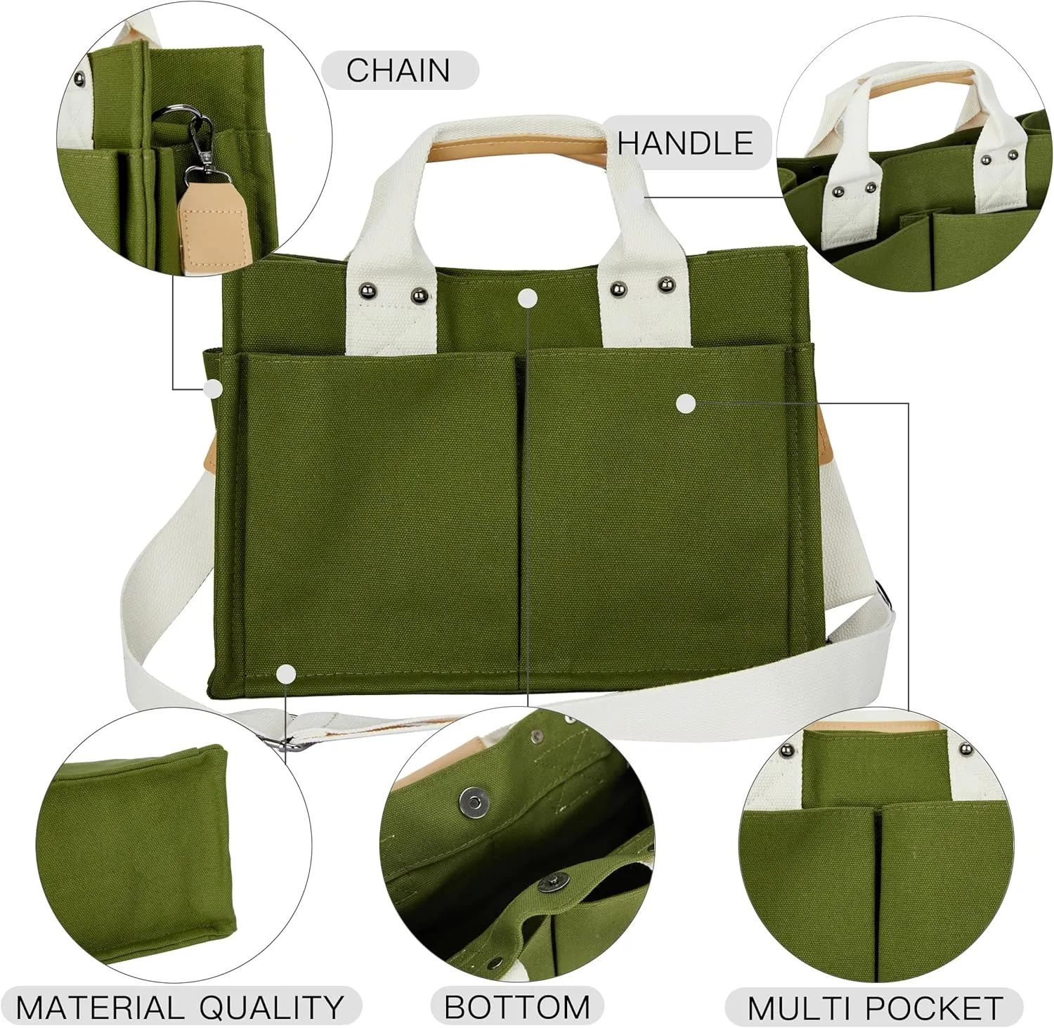 Simple and Fashionable Multi Pocket Canvas Tote Bags for Women