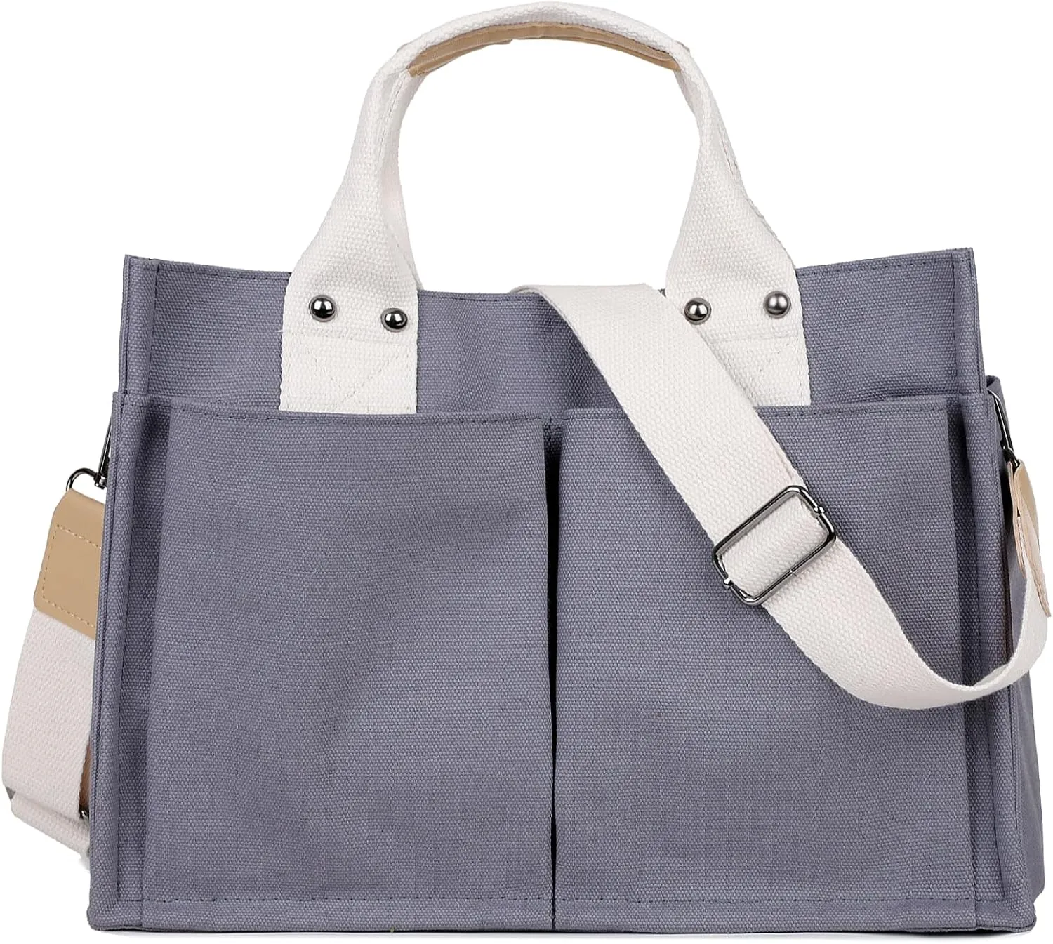 Simple and Fashionable Multi Pocket Canvas Tote Bags for Women