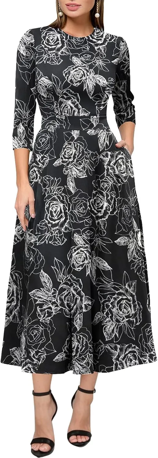 Simple Flavor Women's Vintage Dress Sleeveless O-Neck Party Cocktail Dress