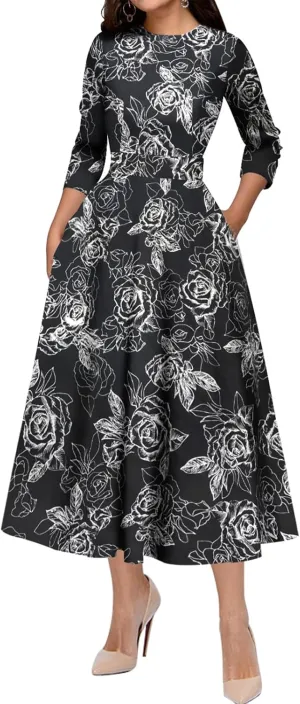Simple Flavor Women's Vintage Dress Sleeveless O-Neck Party Cocktail Dress