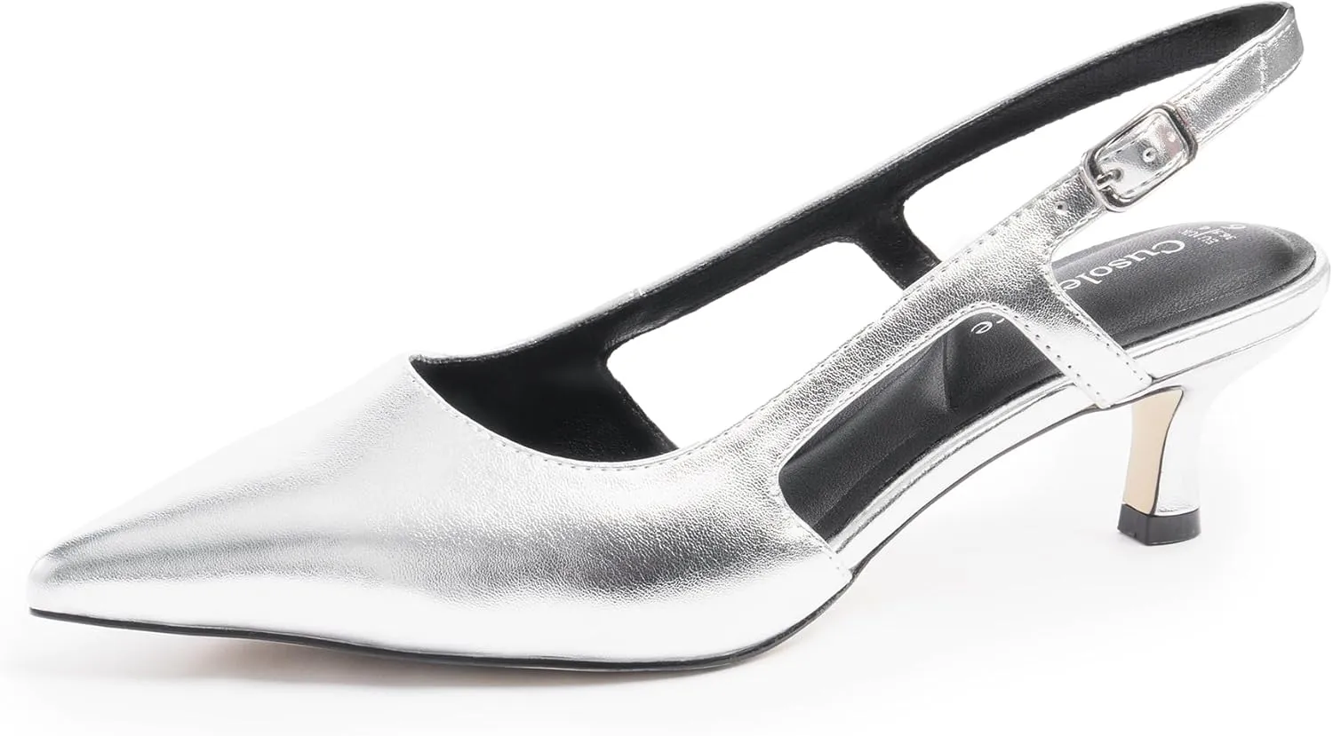 Slingback Kitten Heels for Women, Pointed Closed Toe Heels, Comfortable Women Pumps Low Heel Dress Shoes