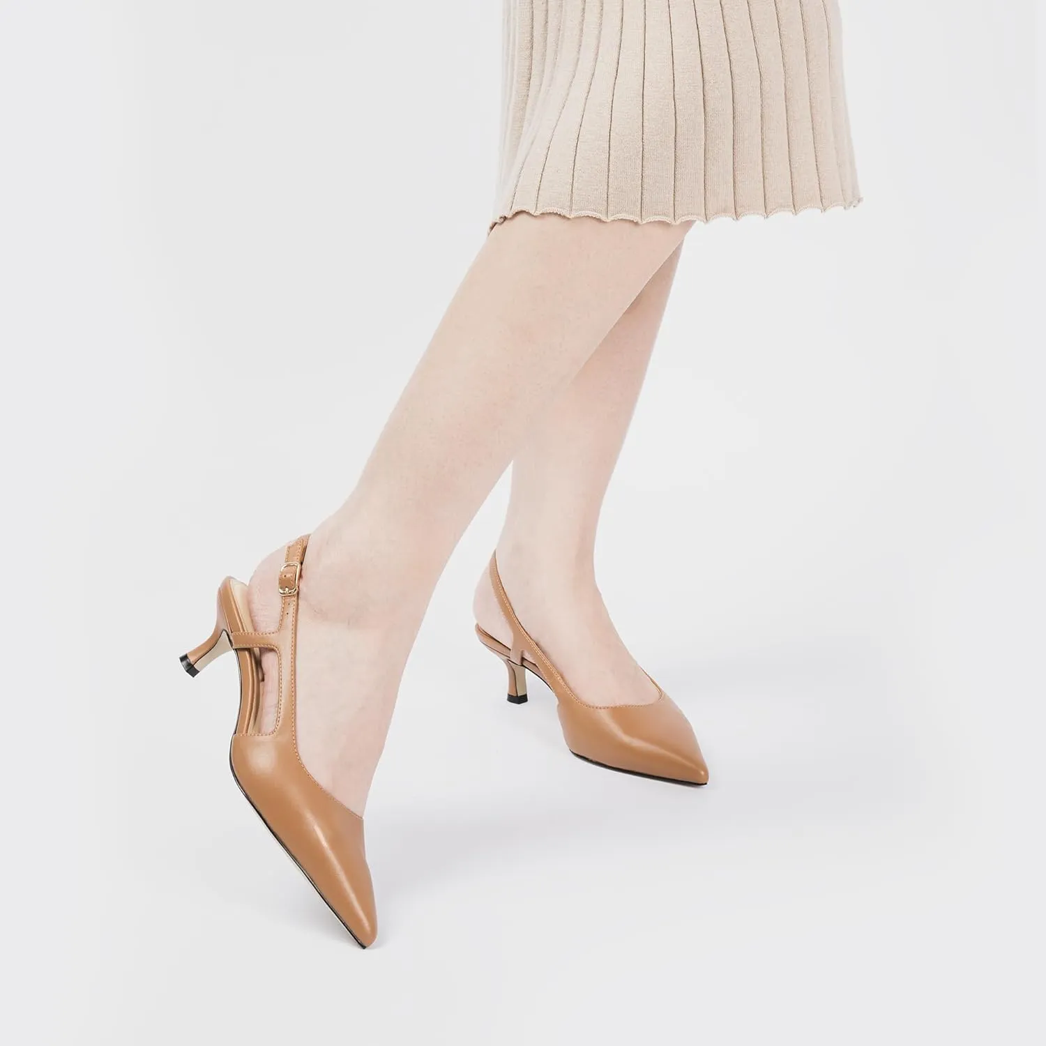 Slingback Kitten Heels for Women, Pointed Closed Toe Heels, Comfortable Women Pumps Low Heel Dress Shoes