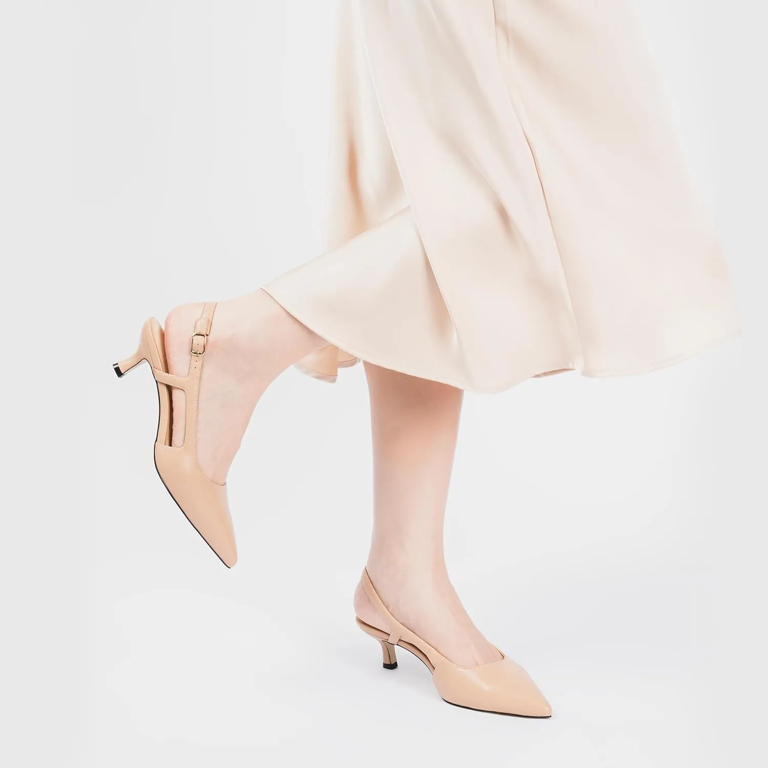 Slingback Kitten Heels for Women, Pointed Closed Toe Heels, Comfortable Women Pumps Low Heel Dress Shoes