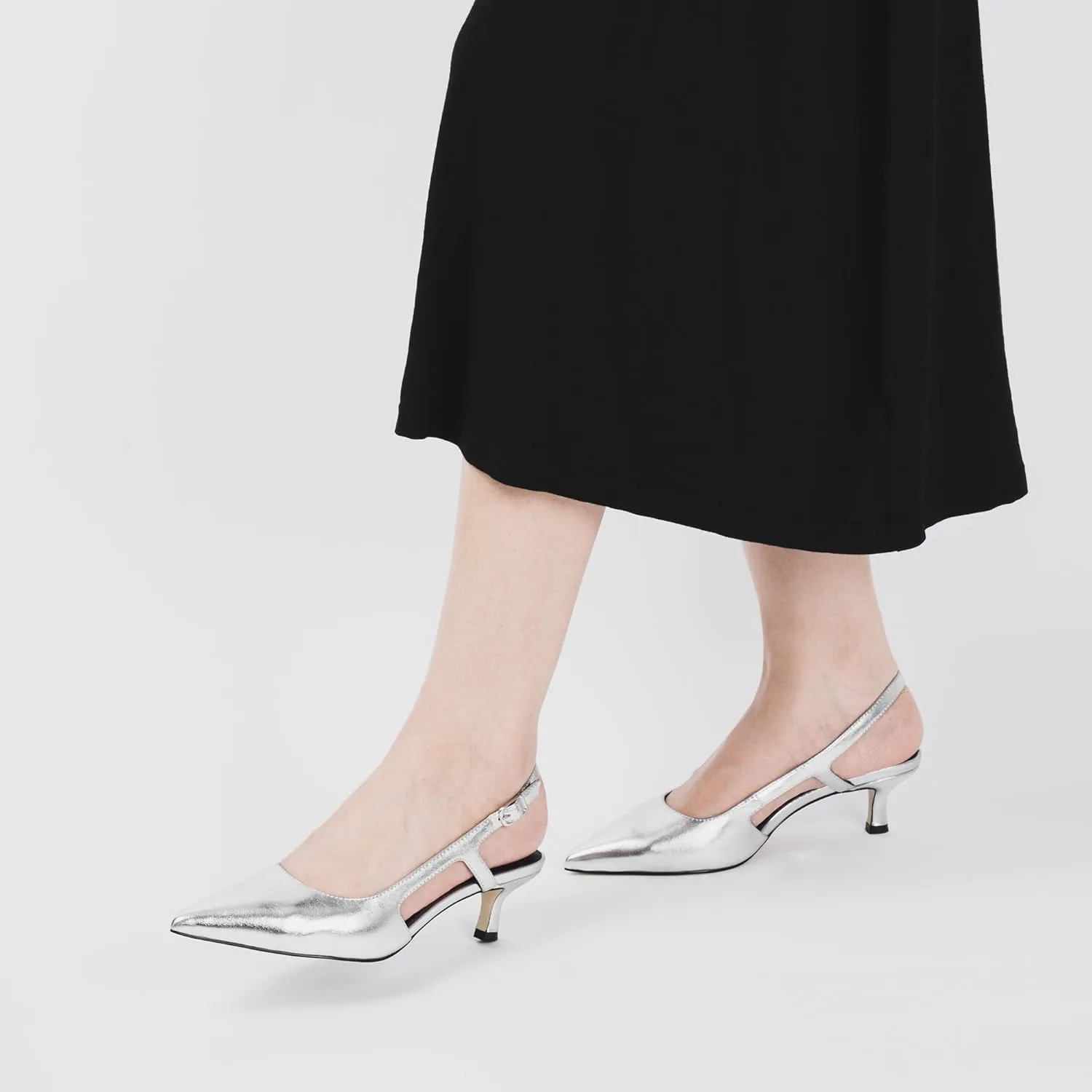Slingback Kitten Heels for Women, Pointed Closed Toe Heels, Comfortable Women Pumps Low Heel Dress Shoes