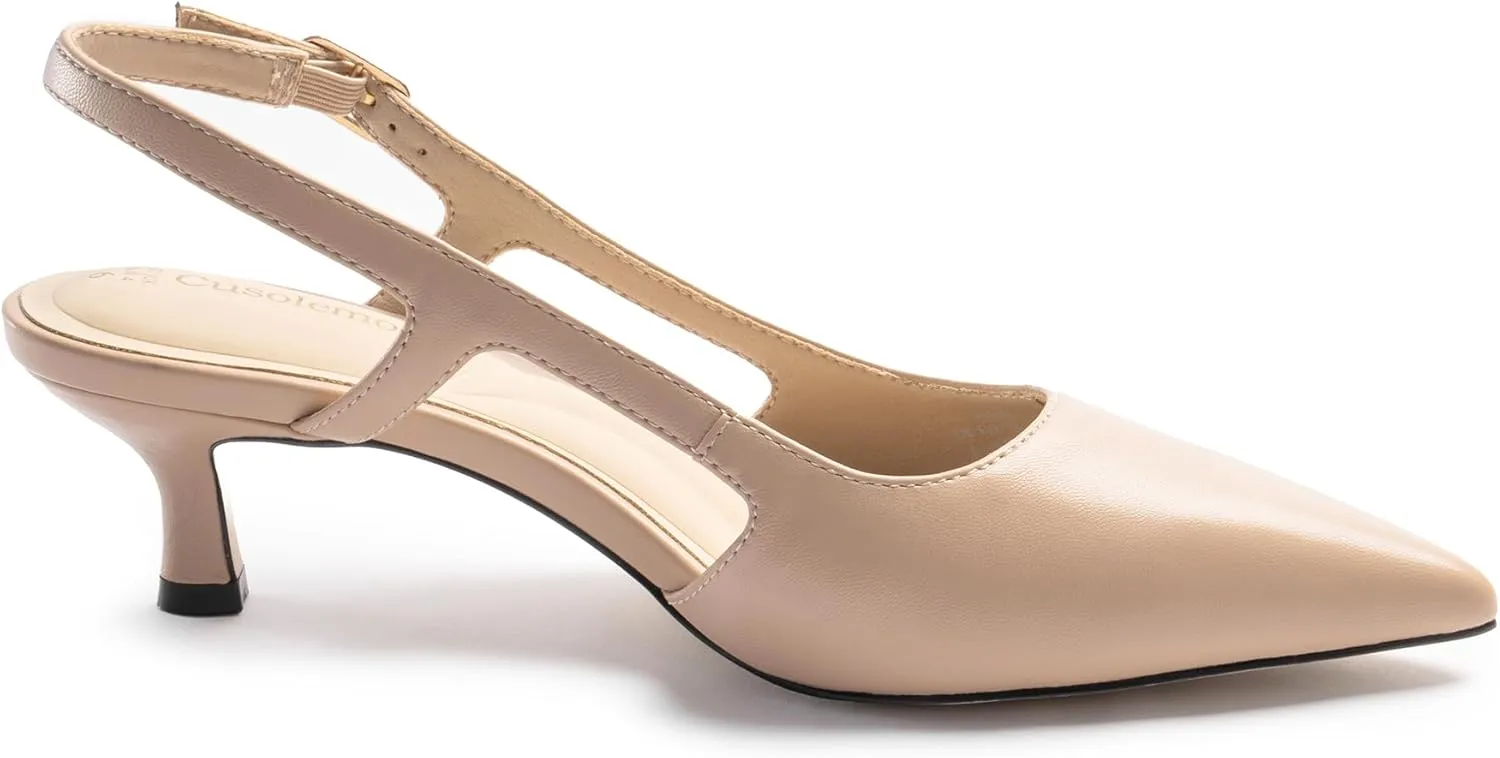 Slingback Kitten Heels for Women, Pointed Closed Toe Heels, Comfortable Women Pumps Low Heel Dress Shoes