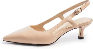 Slingback Kitten Heels for Women, Pointed Closed Toe Heels, Comfortable Women Pumps Low Heel Dress Shoes
