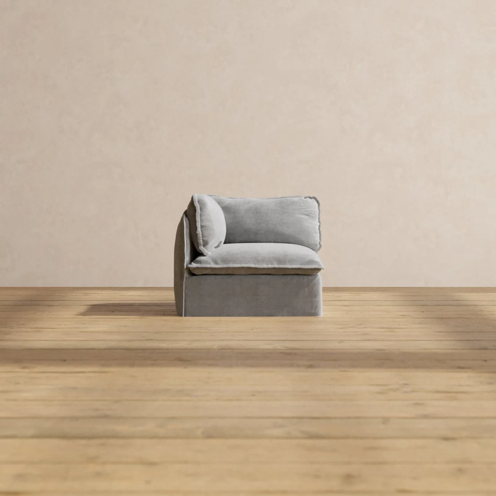Slipcover Only - Modular Performance Corner Chair | Plush Weave in Ash