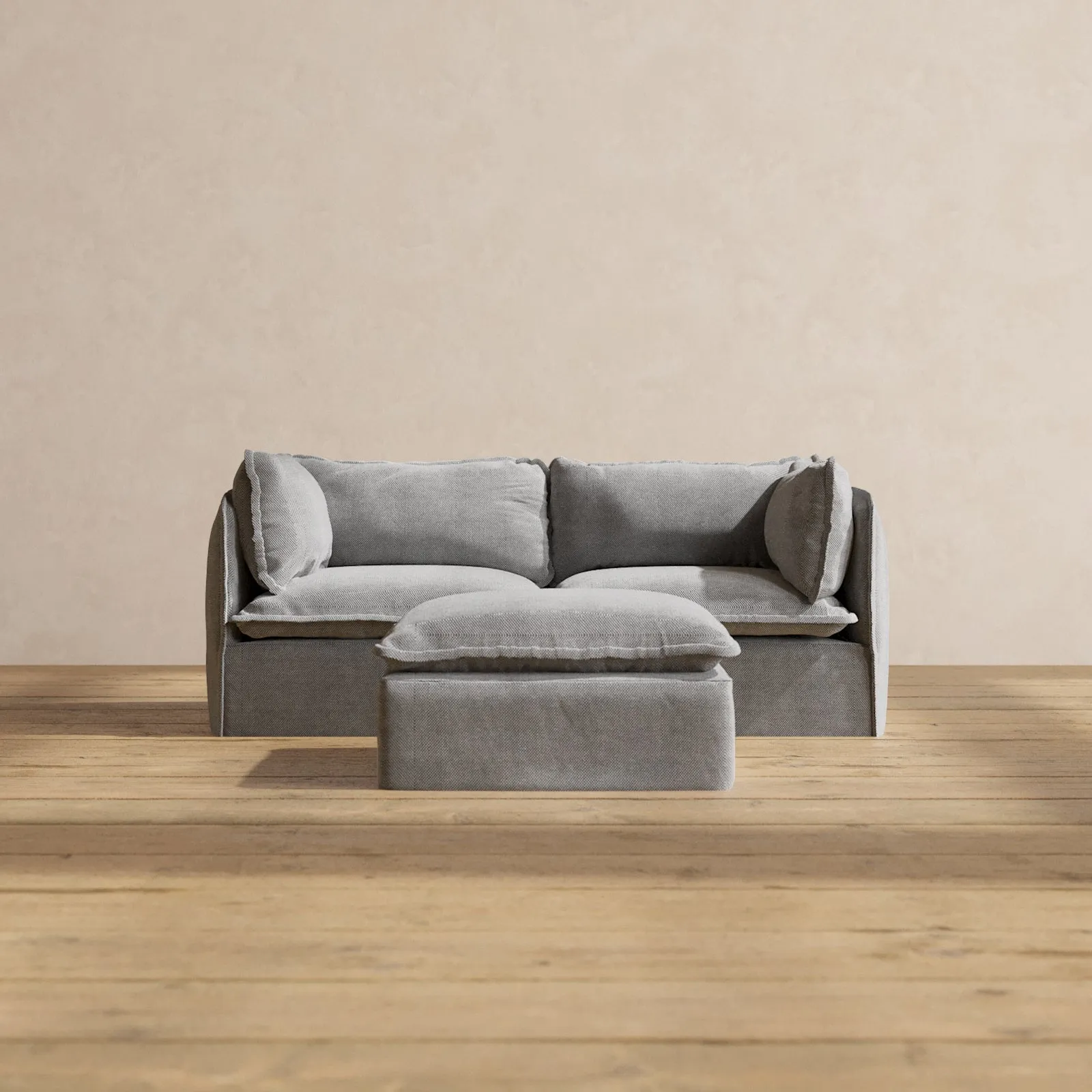 Slipcover Only - Modular Washable 2-Seater   Ottoman in Ash