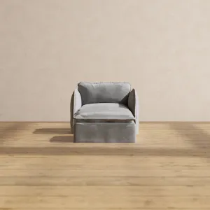 Slipcover Only - Modular Washable Armchair   Ottoman in Ash