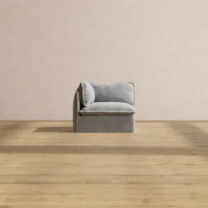 Slipcover Only - Modular Washable End Chair - Left in Ash
