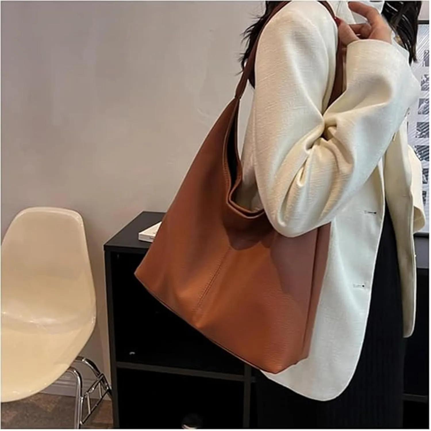 Slouchy Hobo Bags for Women Tote Bag,Retro PU Leather Crossbody Bags,Soft Shoulder Purses Handbag Large Capacity 2pcs