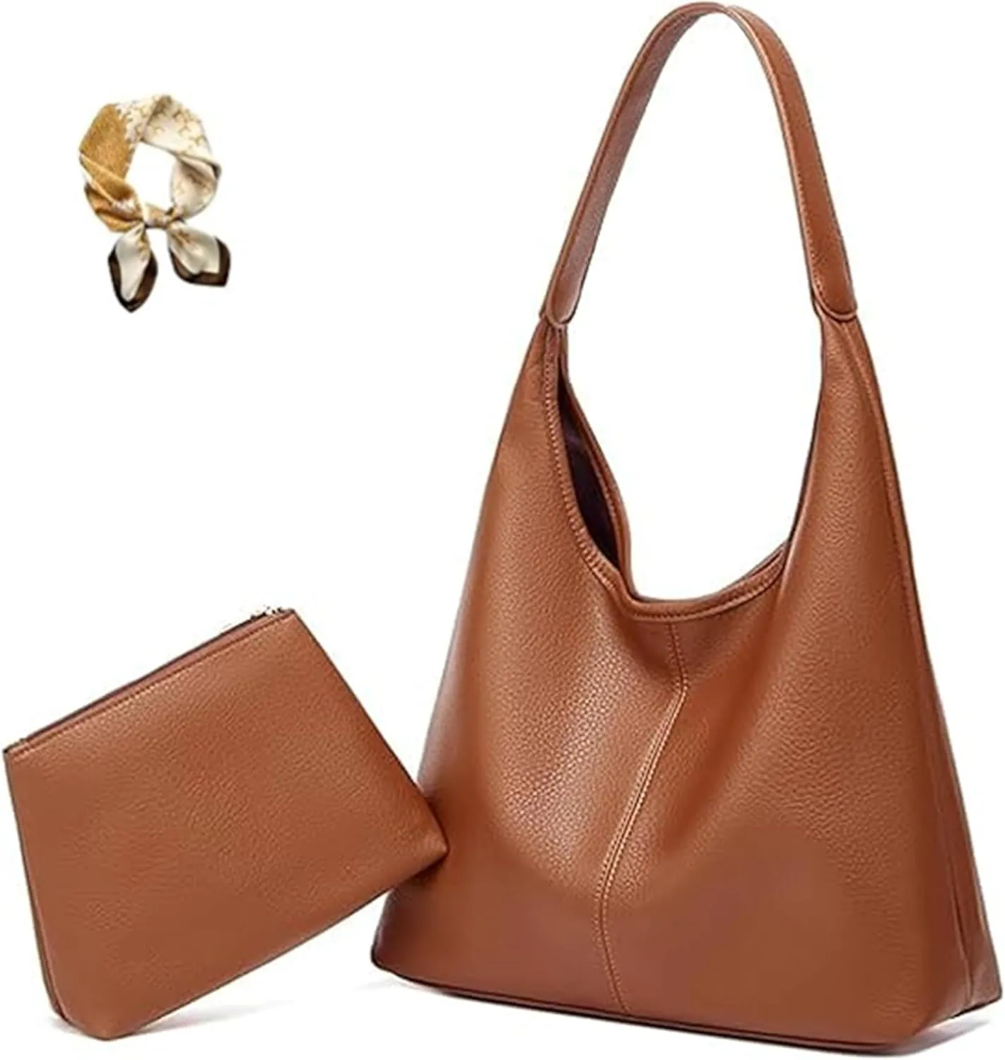 Slouchy Hobo Bags for Women Tote Bag,Retro PU Leather Crossbody Bags,Soft Shoulder Purses Handbag Large Capacity 2pcs