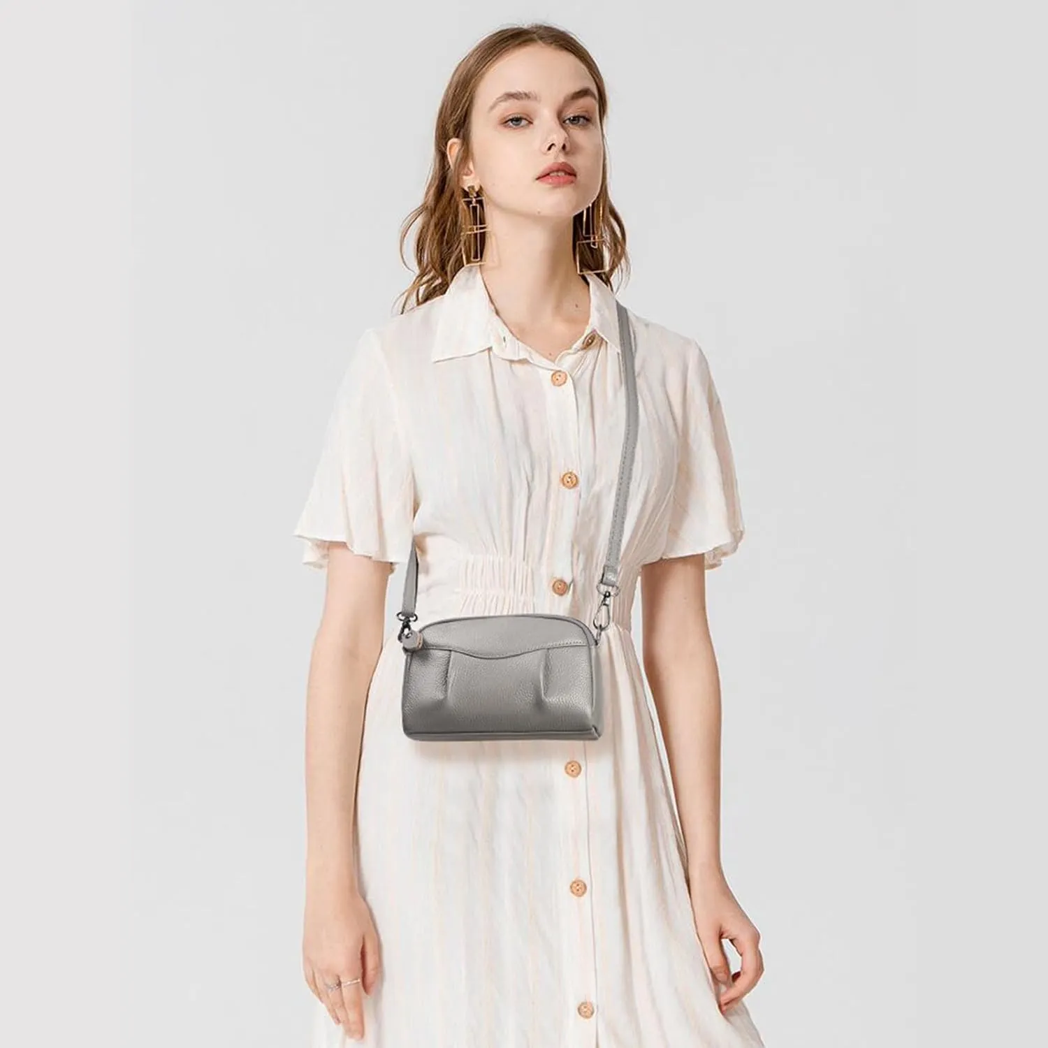 Small Crossbody Purse Leather Crossbody Bags for Women Fashion Handbag Cell Phone Crossover Shoulder Bag for Women