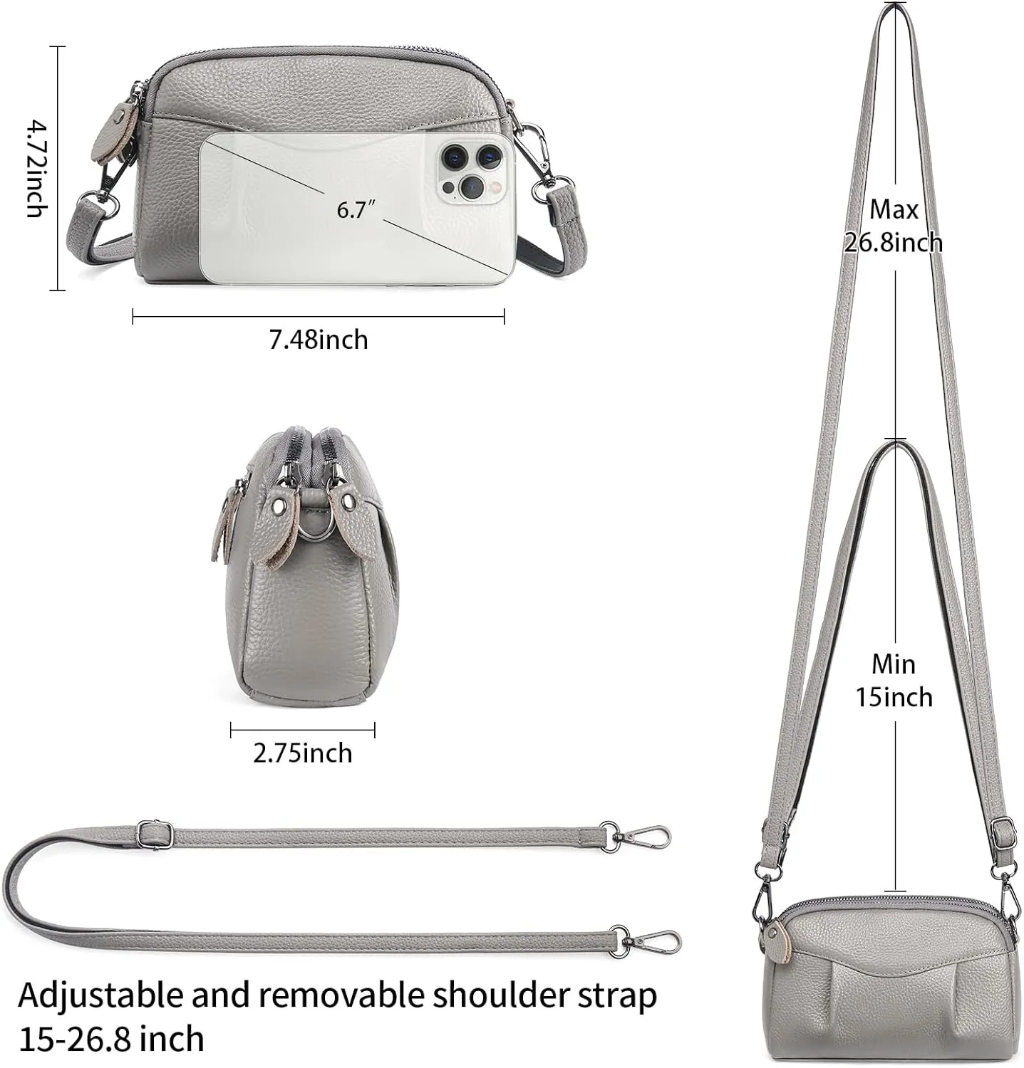 Small Crossbody Purse Leather Crossbody Bags for Women Fashion Handbag Cell Phone Crossover Shoulder Bag for Women