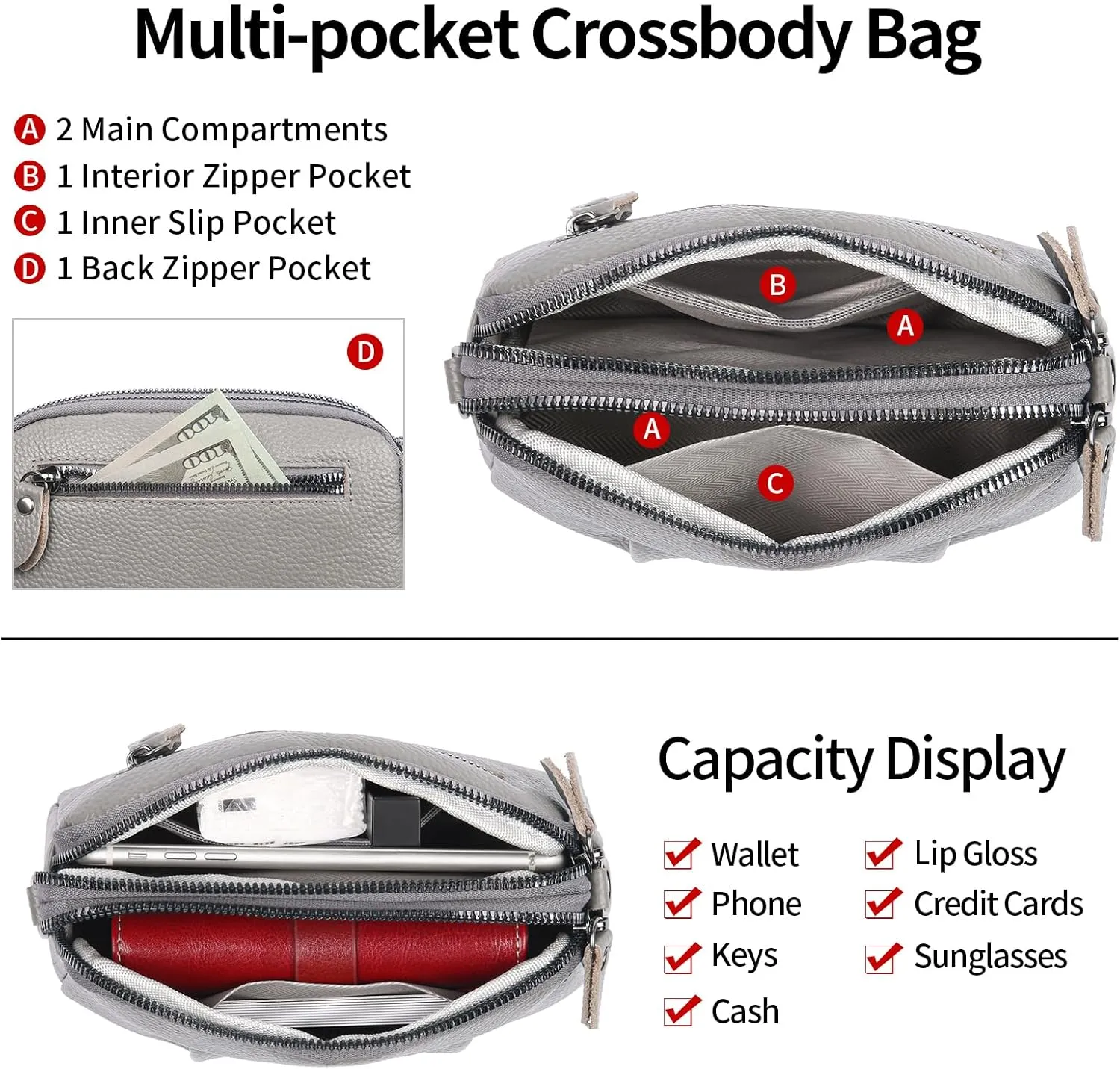 Small Crossbody Purse Leather Crossbody Bags for Women Fashion Handbag Cell Phone Crossover Shoulder Bag for Women
