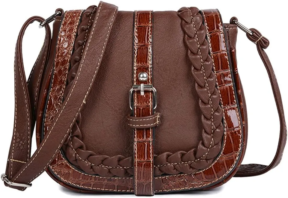 Small Shoulder Bags PU Leather Satchel Vintage Handbags for Women with Adjustable Strap and Magnetic Button