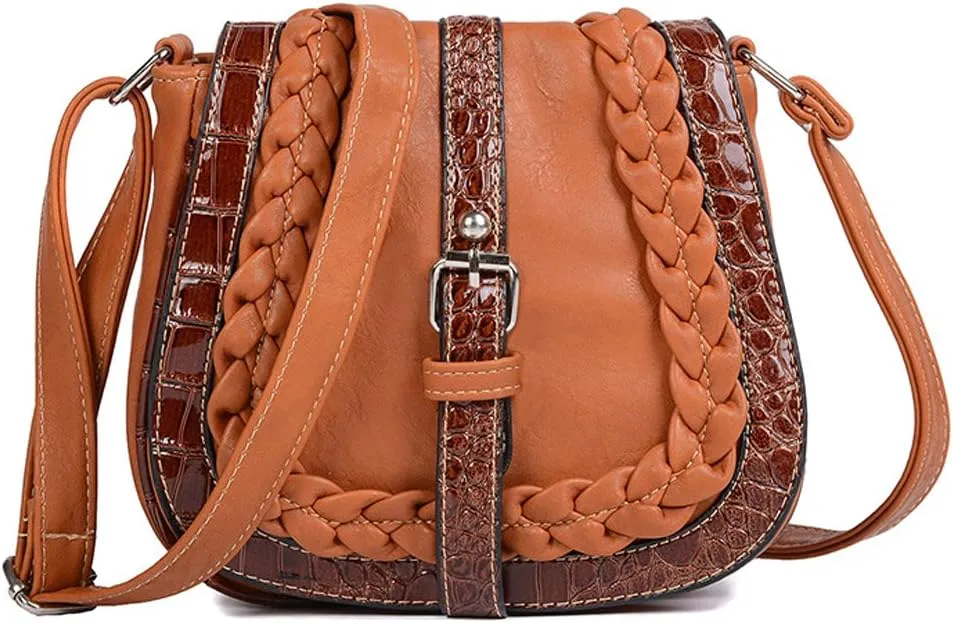 Small Shoulder Bags PU Leather Satchel Vintage Handbags for Women with Adjustable Strap and Magnetic Button