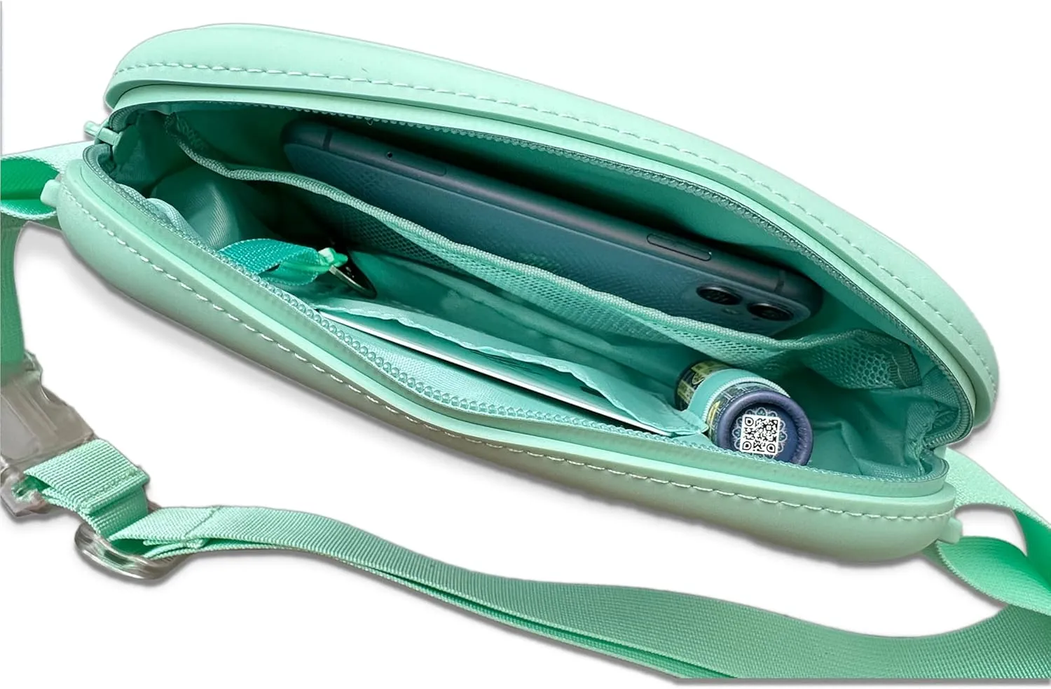 Soft-Touch Silicone Water-Resistant Fanny Pack  Lightweight Crossbody Waist Bag for Everyday Essentials, Travel, Workouts, Beach & Festivals (Soft Mint)