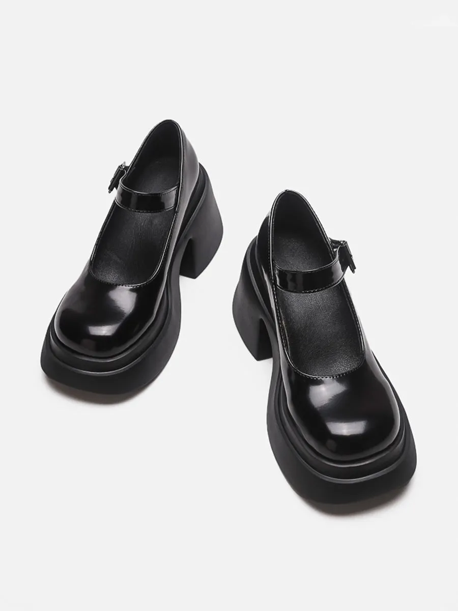 Solid Color Ankle Strap Platform Pumps