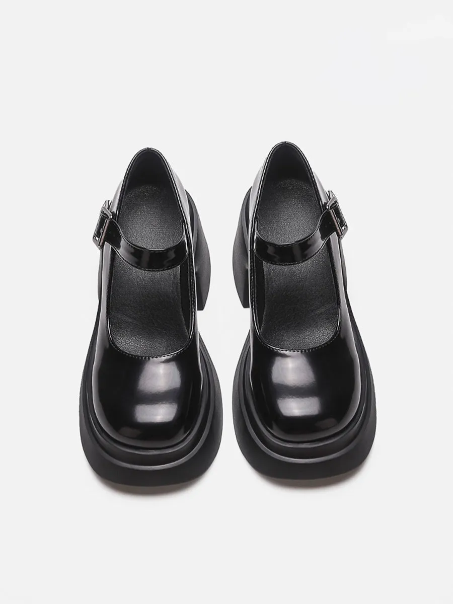 Solid Color Ankle Strap Platform Pumps